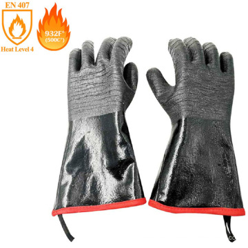 Contact Heat 932F Extreme Long Cuff Grilling Neoprene Shell Fleece Lining Heat Resistant BBQ Gloves